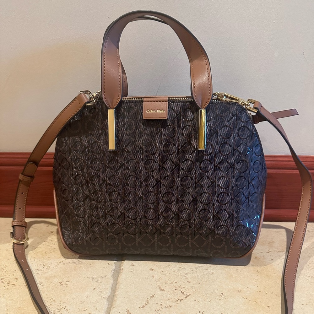 Calvin Klein Black and Brown Satchel